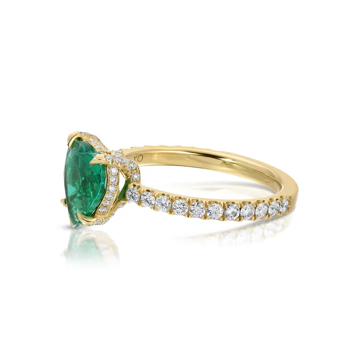 Rings anitako EMERALD HEART RING WITH DIAMOND BASKET AND BAND