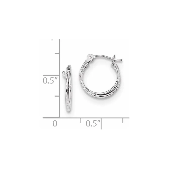 Rings Jewelry 14k White Gold Polished Diamond Cut Double Hoops Rings Jewelry 14k White Gold Polished Diamond Cut Double Hoops
