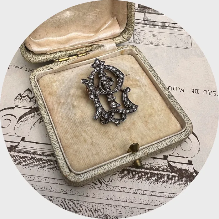 RoseCut Diamond PL Monogram Brooch 21stfinds Rings
