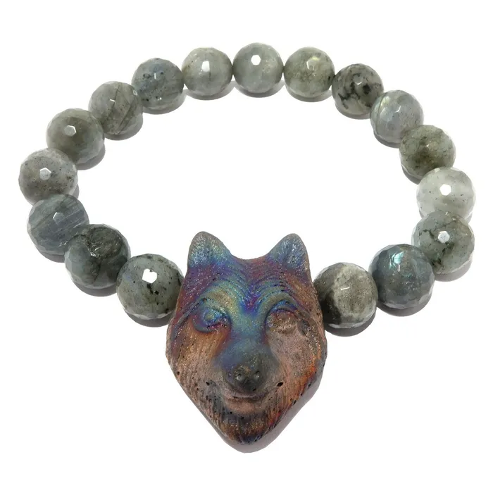 Satin Crystals Bracelets Labradorite Bracelet Rainbow Wolf Faceted Beads
