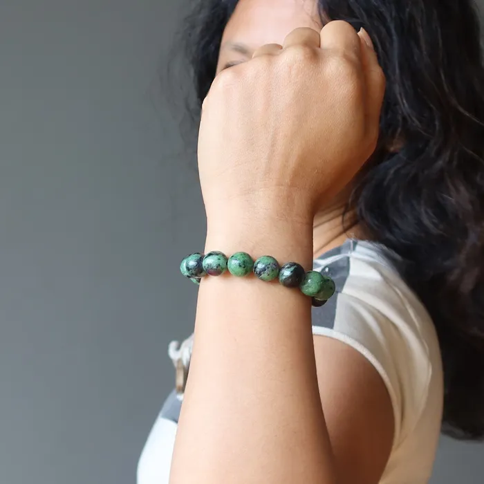 Satin Crystals Bracelets Ruby Zoisite Bracelet Enchanted Love Stones