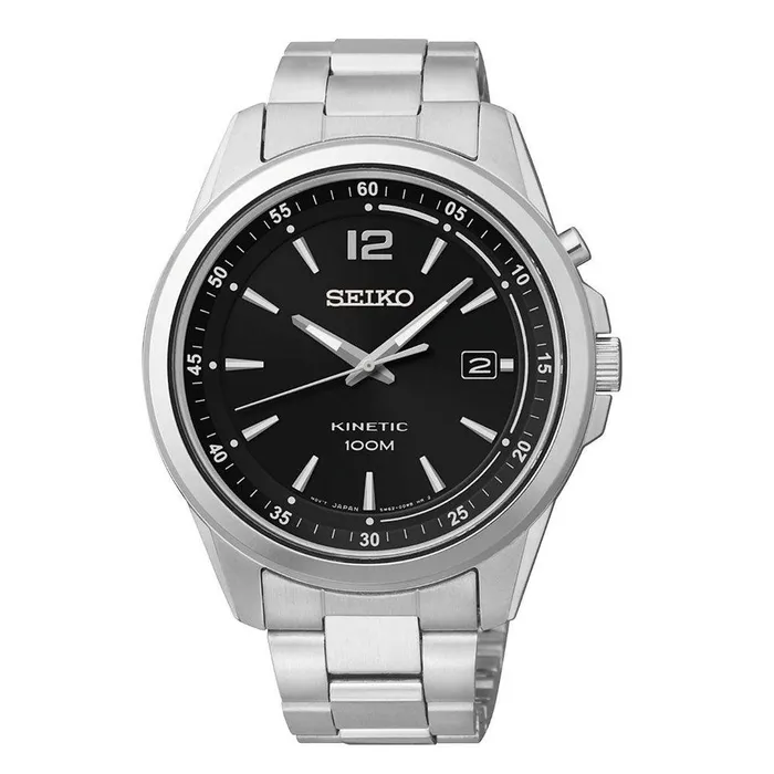 Seiko Bracelets Seiko SKA597 Mens Kinetic Black Dial Stainless Steel Bracelet Date Watch Seiko Bracelets Seiko SKA597 Mens Kinetic Black Dial Stainless Steel Bracelet Date Watch