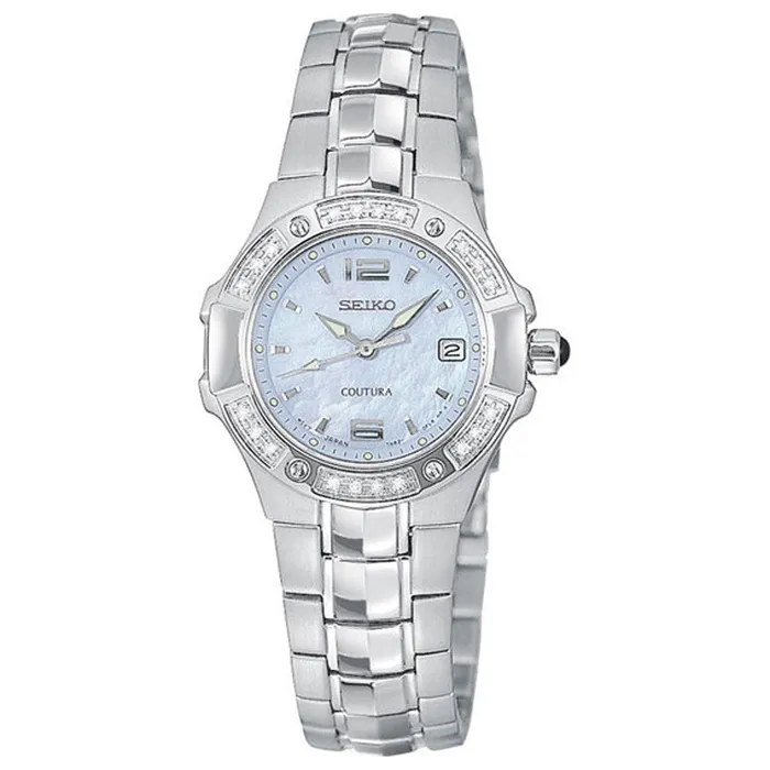 Seiko Bracelets Seiko SXD693 Womens Coutura Diamond Blue MOP Dial Stainless Steel Bracelet Watch Seiko Bracelets Seiko SXD693 Womens Coutura Diamond Blue MOP Dial Stainless Steel Bracelet Watch