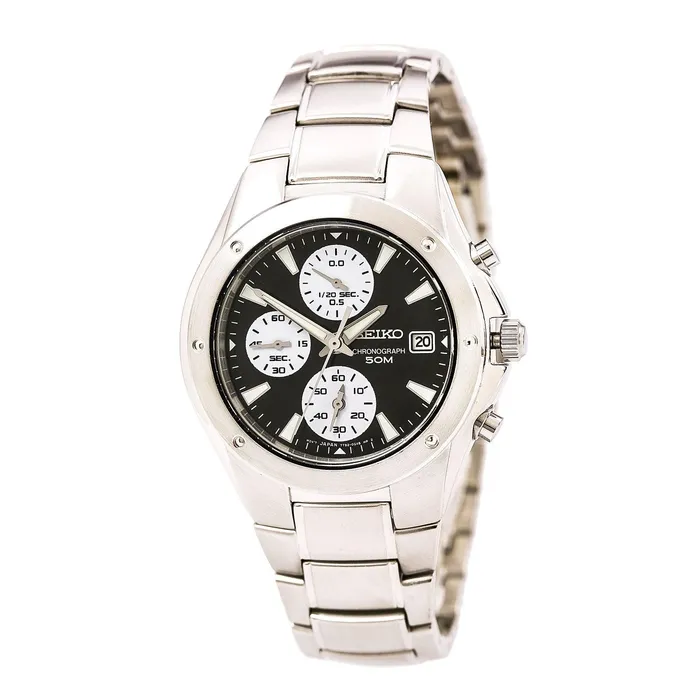 Seiko SND581 Mens Black Dial Steel Bracelet Chronograph Dual Time Watch Seiko Bracelets Seiko SND581 Mens Black Dial Steel Bracelet Chronograph Dual Time Watch Seiko Bracelets