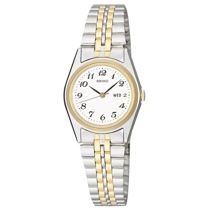 Seiko SWZ144 Womens Dress White Dial Two Tone Steel Bracelet Watch Seiko Bracelets Seiko SWZ144 Womens Dress White Dial Two Tone Steel Bracelet Watch Seiko Bracelets
