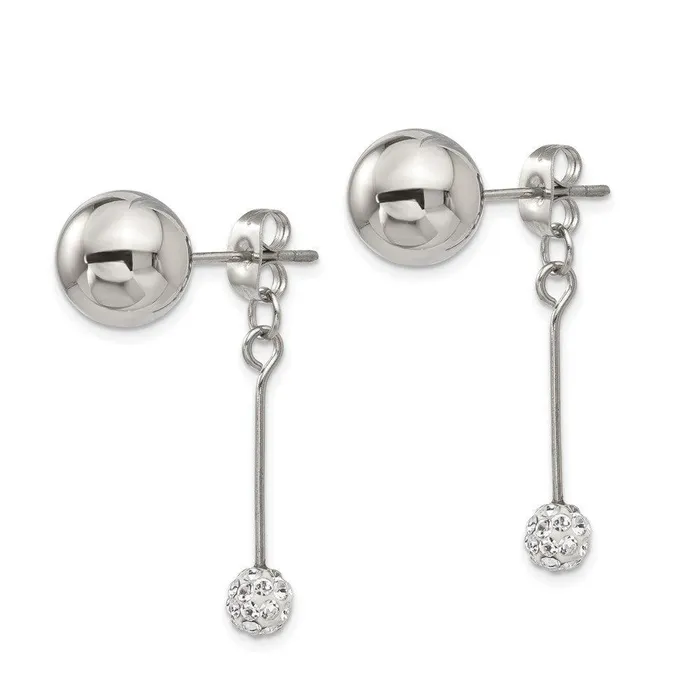 Stainless Steel Polished Enameled wPreciosa Crystal FrontBack Post Dangle Chisel Bracelets