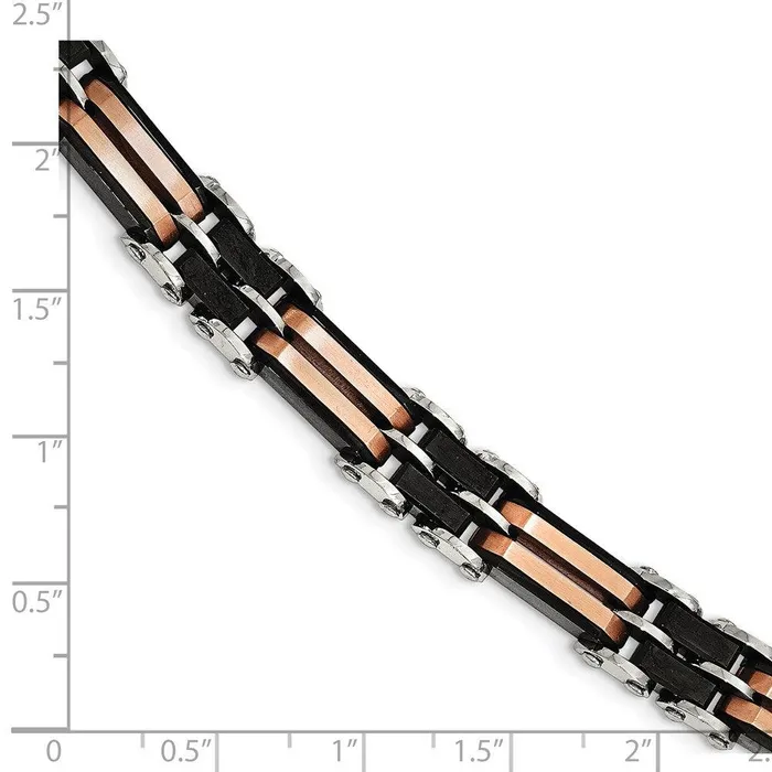 Stainless Steel Polished wBlk Ceramic Rose IP w5inextBracelet Chisel Bracelets Stainless Steel Polished wBlk Ceramic Rose IP w5inextBracelet Chisel Bracelets