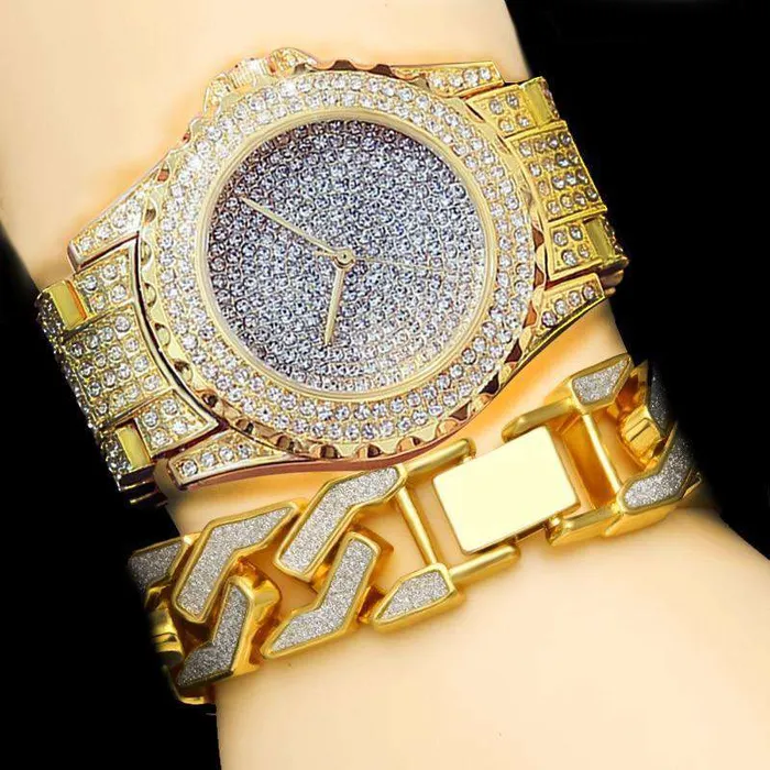 VVS Jewelry Bracelets Bling Geometric Bracelet Watch Set