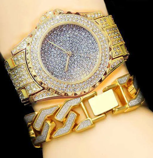 VVS Jewelry Bracelets Bling Geometric Bracelet Watch Set