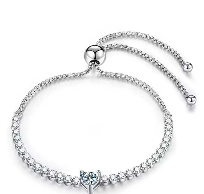 VVS Jewelry Bracelets Mini 05CT 925 Sterling Silver Adjustable Moissanite Tennis Bracelet VVS Jewelry Bracelets Mini 05CT 925 Sterling Silver Adjustable Moissanite Tennis Bracelet
