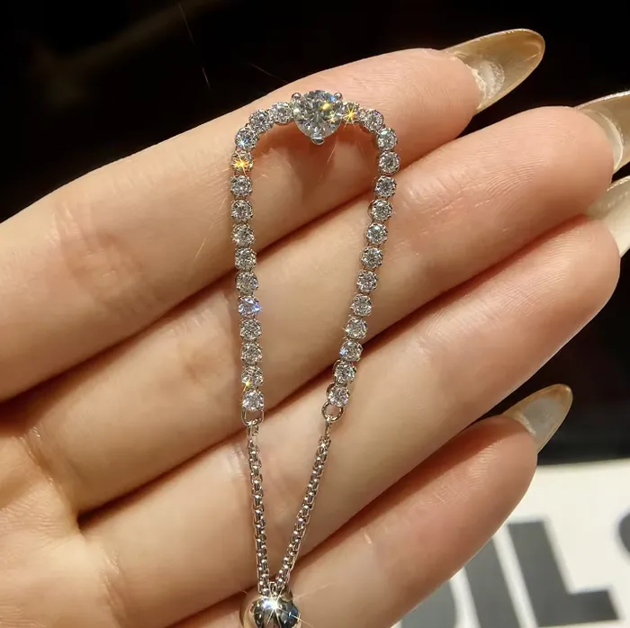 VVS Jewelry Bracelets Mini 05CT 925 Sterling Silver Adjustable Moissanite Tennis Bracelet