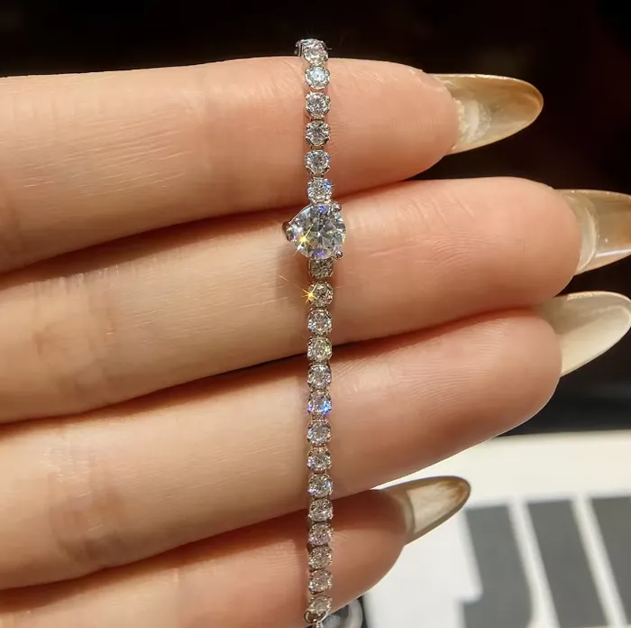VVS Jewelry Bracelets Mini 05CT 925 Sterling Silver Adjustable Moissanite Tennis Bracelet