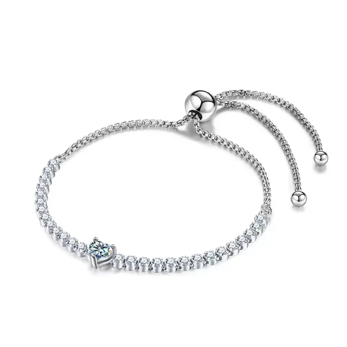 VVS Jewelry Bracelets Mini 05CT 925 Sterling Silver Adjustable Moissanite Tennis Bracelet