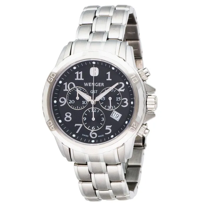 Wenger 78256 Mens GST Chrono Black Dial Stainless Steel Bracelet Watch Wenger Bracelets Wenger 78256 Mens GST Chrono Black Dial Stainless Steel Bracelet Watch Wenger Bracelets
