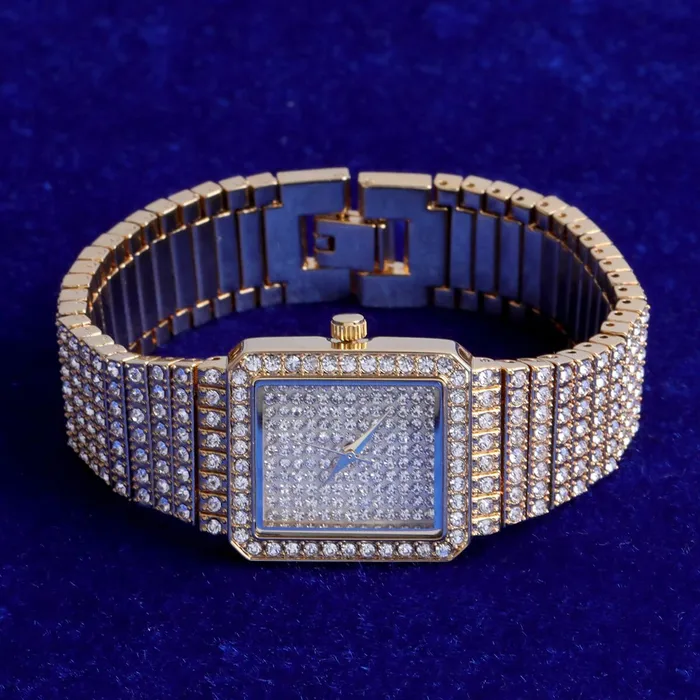 Womens Fully Iced Square Bling Watch VVS Jewelry Watches