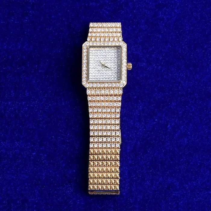 Womens Fully Iced Square Bling Watch VVS Jewelry Watches