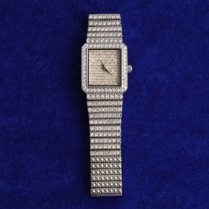 Womens Fully Iced Square Bling Watch VVS Jewelry Watches