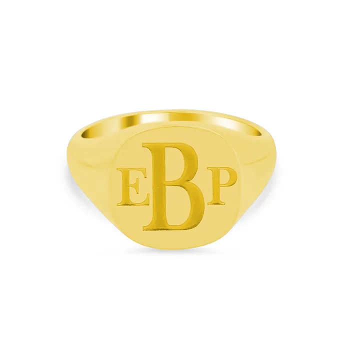 Womens Square Signet Ring Large Laser Engraved Roman Monogram deBebians Rings Womens Square Signet Ring Large Laser Engraved Roman Monogram deBebians Rings