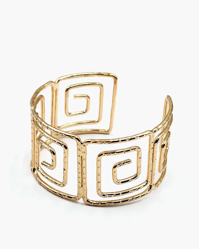 08172023 Bracelets Squared Pattern Metal Wire Cuff Bracelet 08172023 Bracelets Squared Pattern Metal Wire Cuff Bracelet