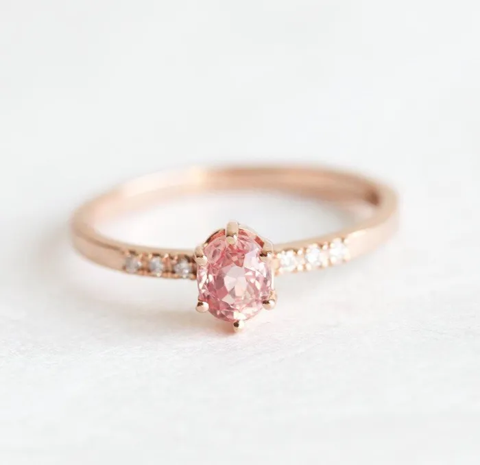 Alex Peach Sapphire Diamond Ring Capucinne Rings