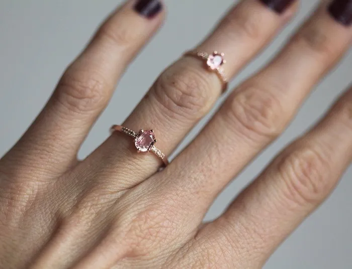 Alex Peach Sapphire Diamond Ring Capucinne Rings