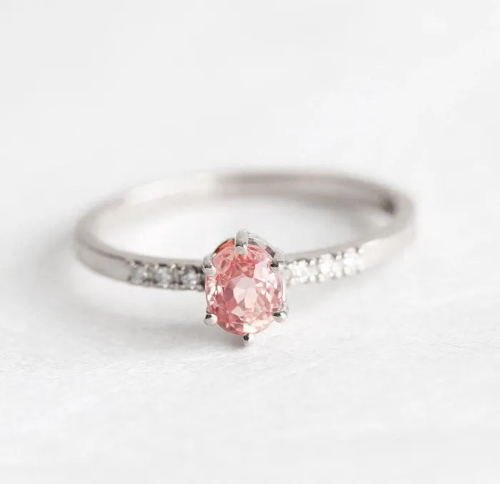 Alex Peach Sapphire Diamond Ring Capucinne Rings