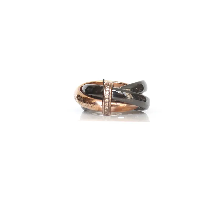 Armani Rings Armani Ladies Ring Black Ip Rosegold Sterling Silver Size 65