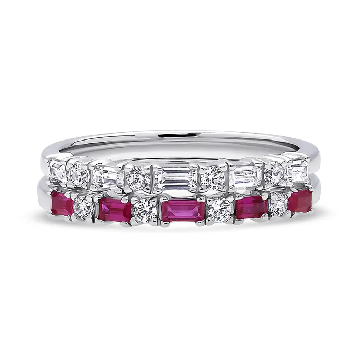 Art Deco Baguette CZ Eternity Ring Set in Sterling Silver BERRICLE Rings