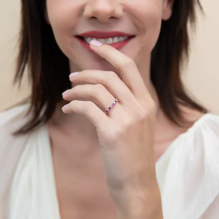 Art Deco Baguette CZ Eternity Ring Set in Sterling Silver BERRICLE Rings
