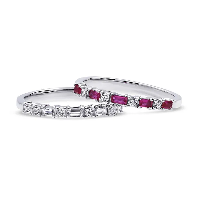 Art Deco Baguette CZ Eternity Ring Set in Sterling Silver BERRICLE Rings