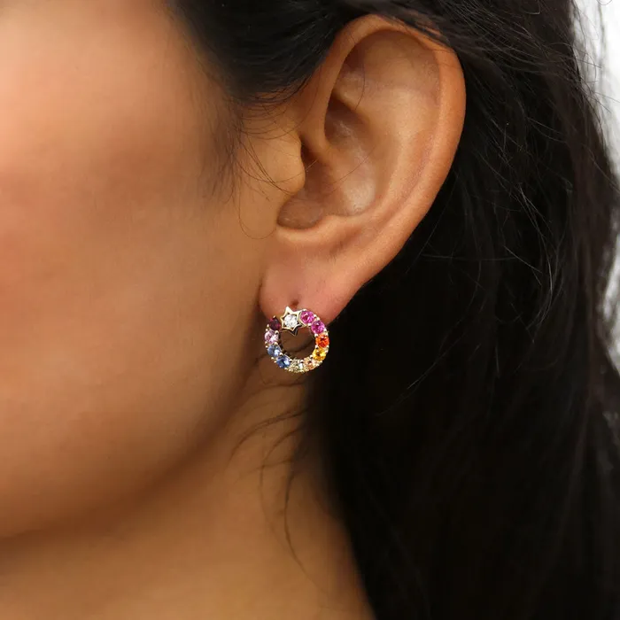 BERRICLE Earrings Star Wreath CZ Stud Earrings in Gold Flashed Sterling Silver