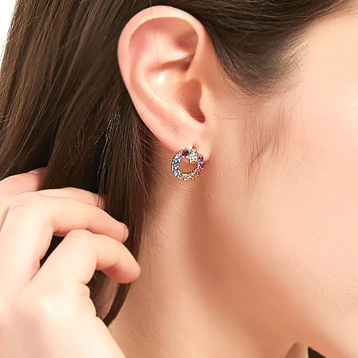 BERRICLE Earrings Star Wreath CZ Stud Earrings in Gold Flashed Sterling Silver