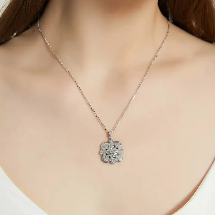 BERRICLE Necklaces Art Deco CZ Pendant Necklace in Sterling Silver