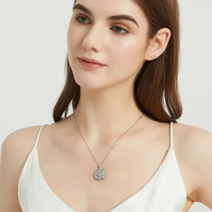BERRICLE Necklaces Art Deco CZ Pendant Necklace in Sterling Silver