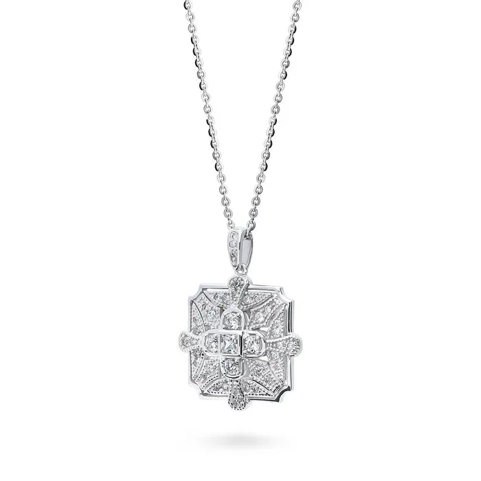 BERRICLE Necklaces Art Deco CZ Pendant Necklace in Sterling Silver