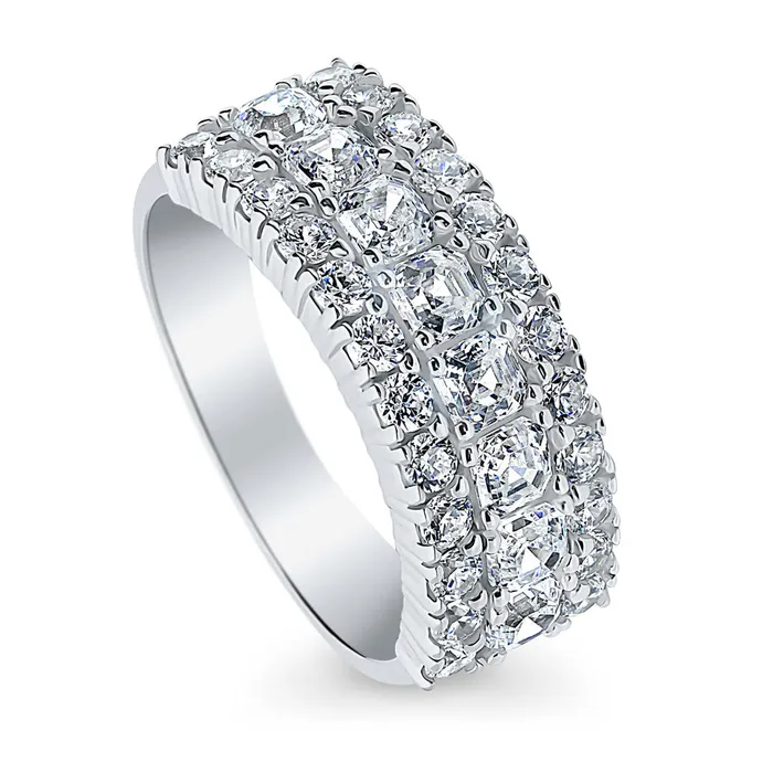 BERRICLE Rings Art Deco CZ Eternity Ring in Sterling Silver