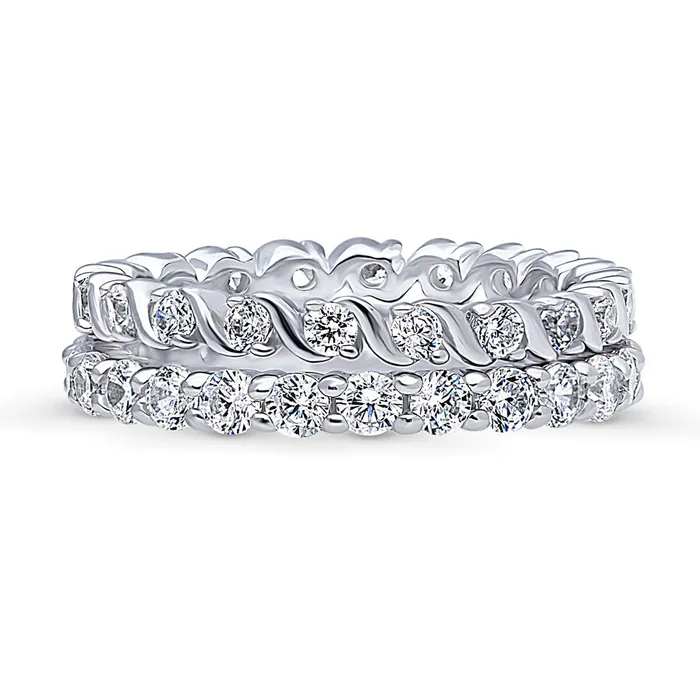 BERRICLE Rings Pave CZ Eternity Ring Set in Sterling Silver