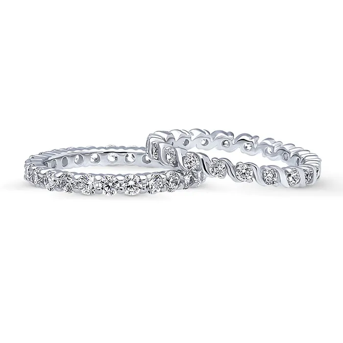 BERRICLE Rings Pave CZ Eternity Ring Set in Sterling Silver