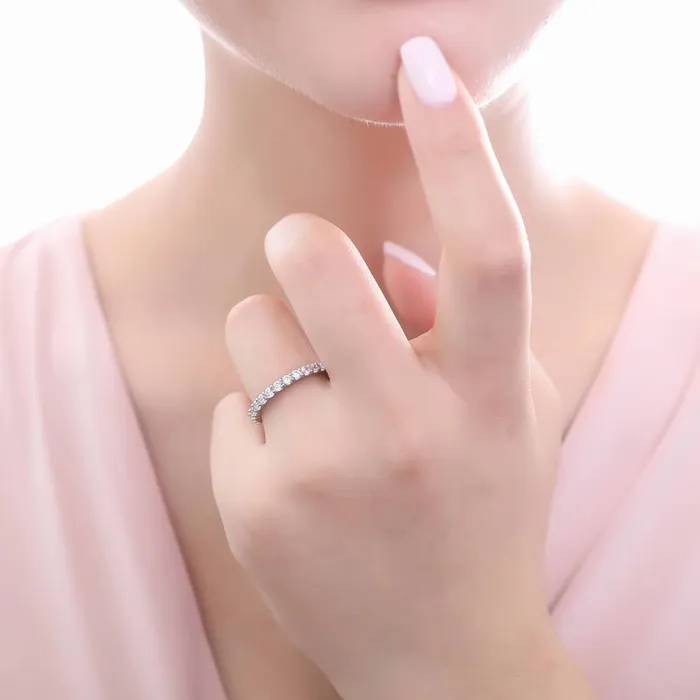 BERRICLE Rings Pave CZ Eternity Ring Set in Sterling Silver