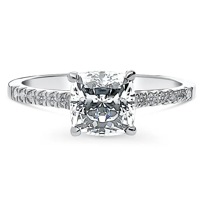 BERRICLE Rings Solitaire 2ct Cushion CZ Ring in Sterling Silver