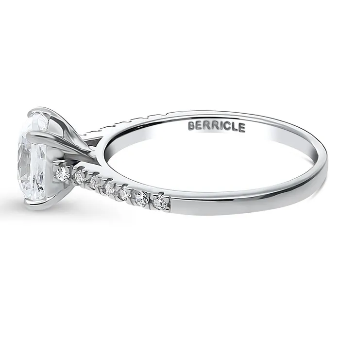 BERRICLE Rings Solitaire 2ct Cushion CZ Ring in Sterling Silver