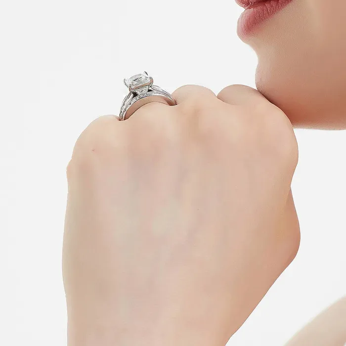BERRICLE Rings Solitaire 3ct Princess CZ Ring Set in Sterling Silver