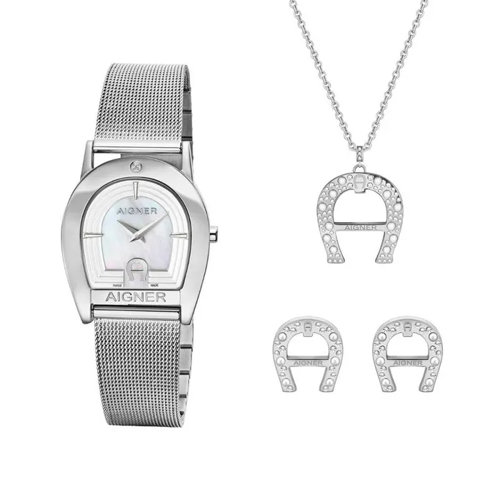 Bracelets ARWLG0000504SET AIG VARL DIA SS WAT SS NKL SS ERG SET Aigner Varese Womens White MOP Dial Stainless Steel Bracelet Watch Set Aigner Bracelets ARWLG0000504SET AIG VARL DIA SS WAT SS NKL SS ERG SET Aigner Varese Womens White MOP Dial Stainless Steel Bracelet Watch Set Aigner