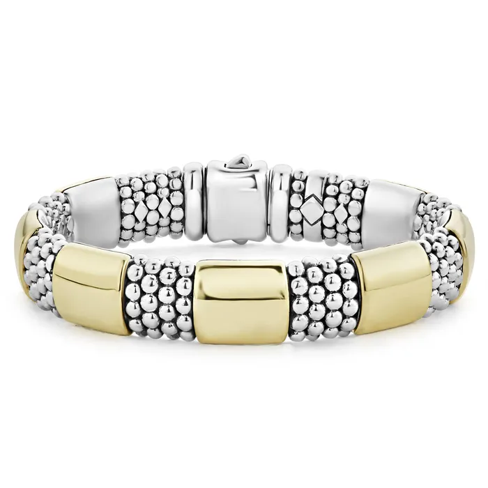 Bracelets High Bar Gold Station Caviar Bracelet 12mm Lagos