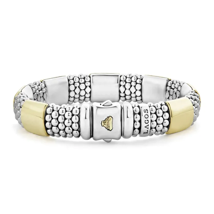 Bracelets High Bar Gold Station Caviar Bracelet 12mm Lagos Bracelets High Bar Gold Station Caviar Bracelet 12mm Lagos
