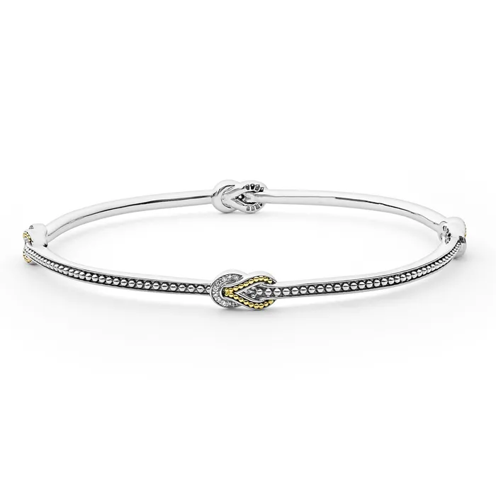 Bracelets LAGOS Newport Four Station TwoTone Knot Diamond Bangle Bracelet