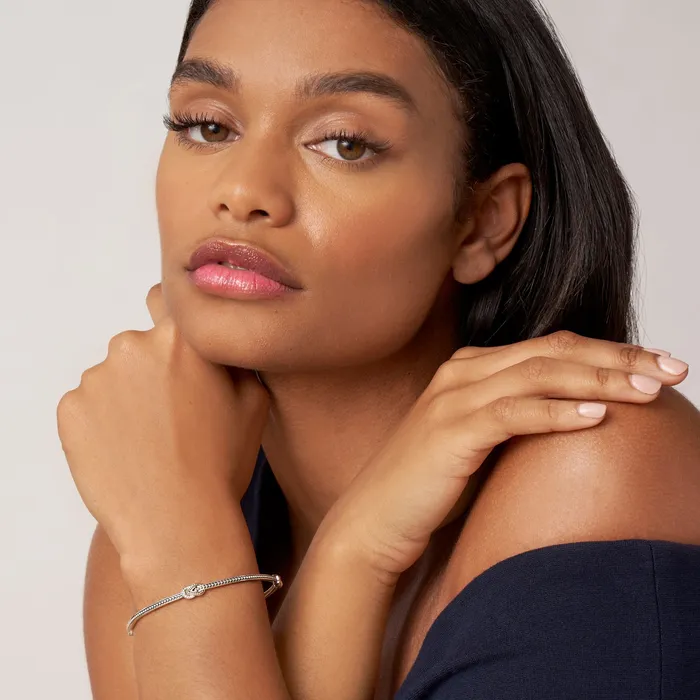 Bracelets LAGOS Newport Four Station TwoTone Knot Diamond Bangle Bracelet