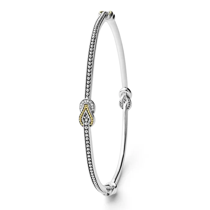 Bracelets LAGOS Newport Four Station TwoTone Knot Diamond Bangle Bracelet