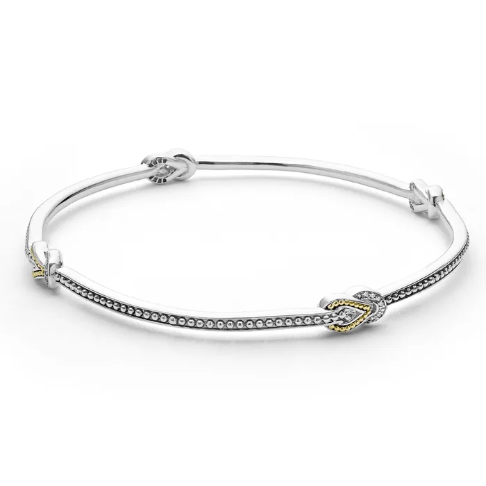 Bracelets LAGOS Newport Four Station TwoTone Knot Diamond Bangle Bracelet