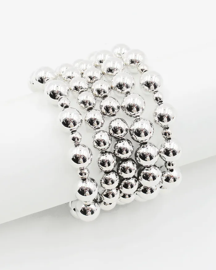 Bracelets Shiny Metal Ball Bracelet Set 07042023